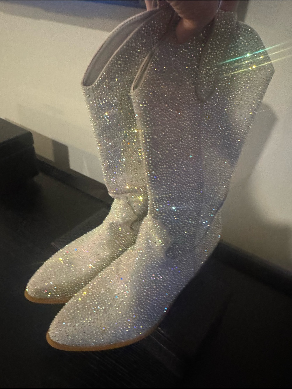 Source Unknown Silver Crystal-Embellished Ankle Boots